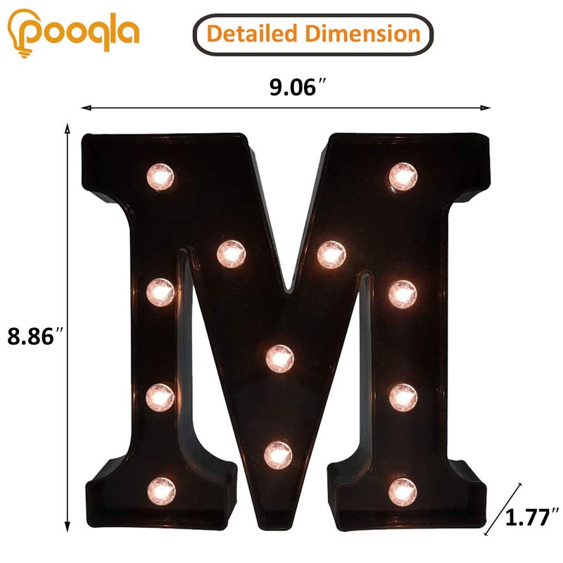 Pooqla Decorative LED Illuminated Letter Marquee Sign - Alphabet Marquee Letters with Lights For Wedding Birthday Party Christmas Night Light Lamp Home Bar Decoration M, Black - Image 4